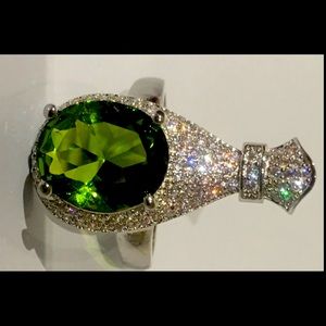 Peridot topaz money bag silver filled ring size7